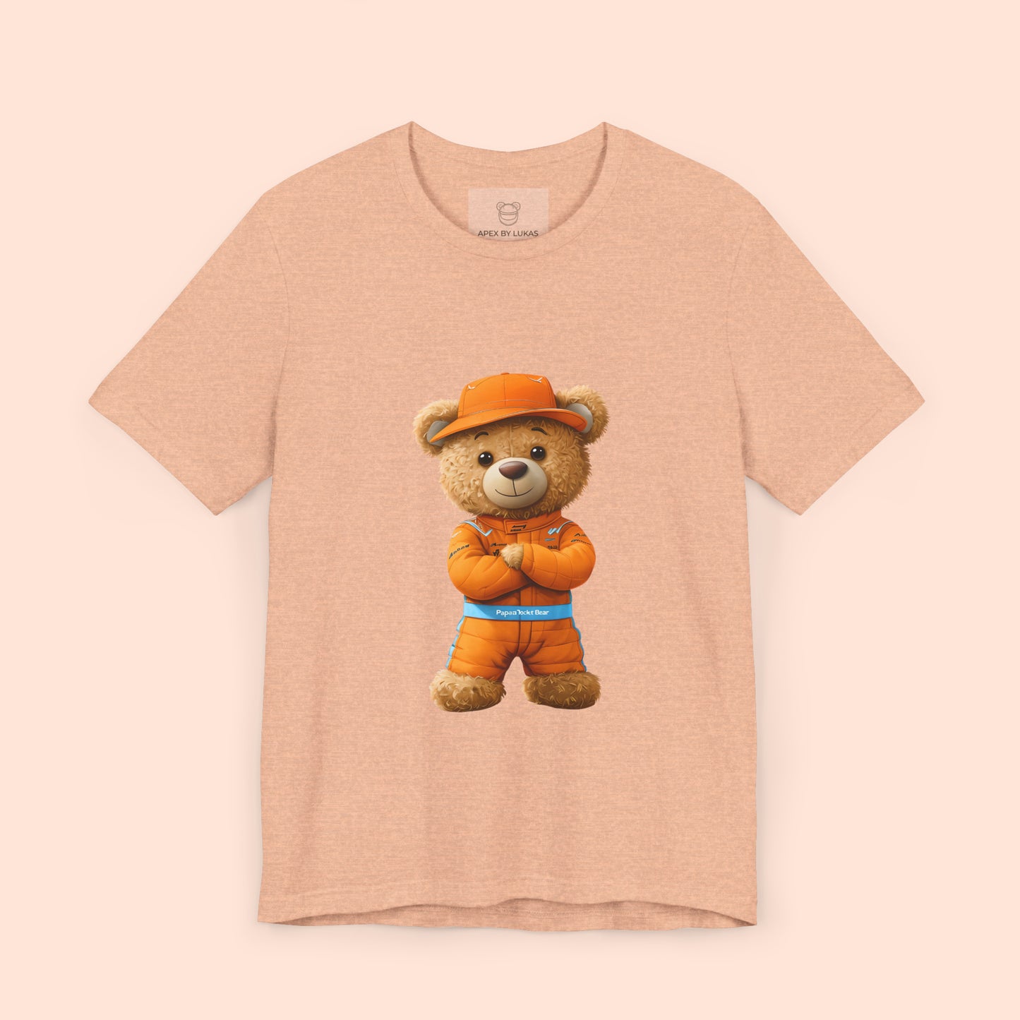 Papaya Rocket Bear – High-Energy Racing Teddy T-Shirt for the Bold & Fast