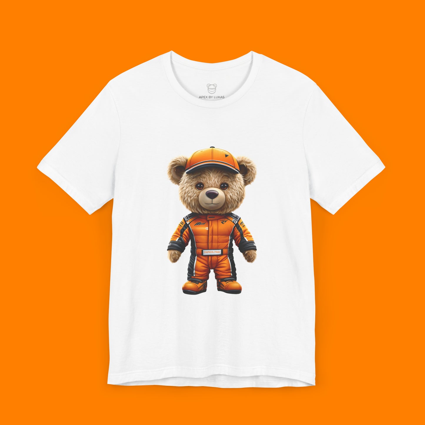 Papaya Paw – Smooth Racing Teddy T-Shirt with Understated Speed