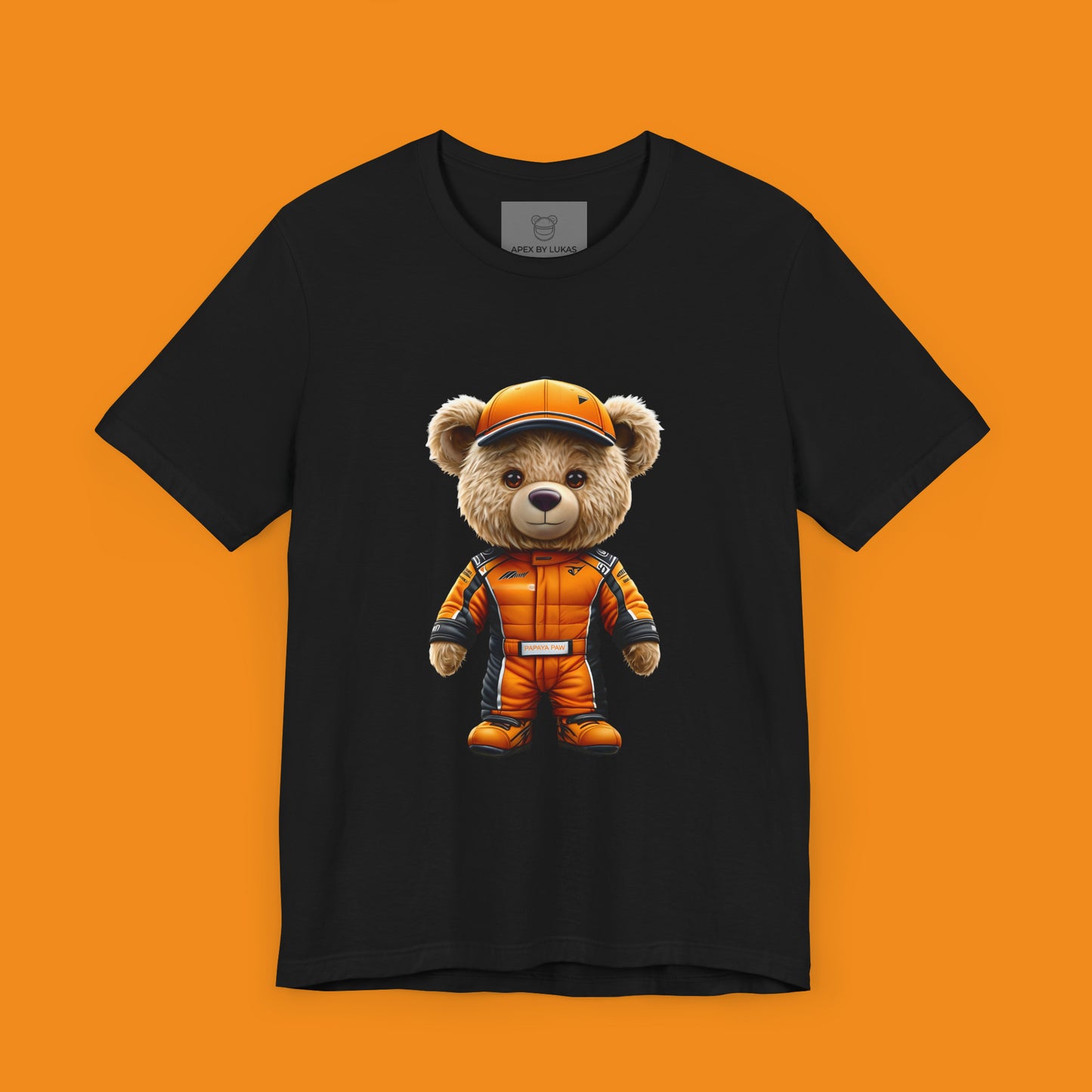 Papaya Paw – Smooth Racing Teddy T-Shirt with Understated Speed